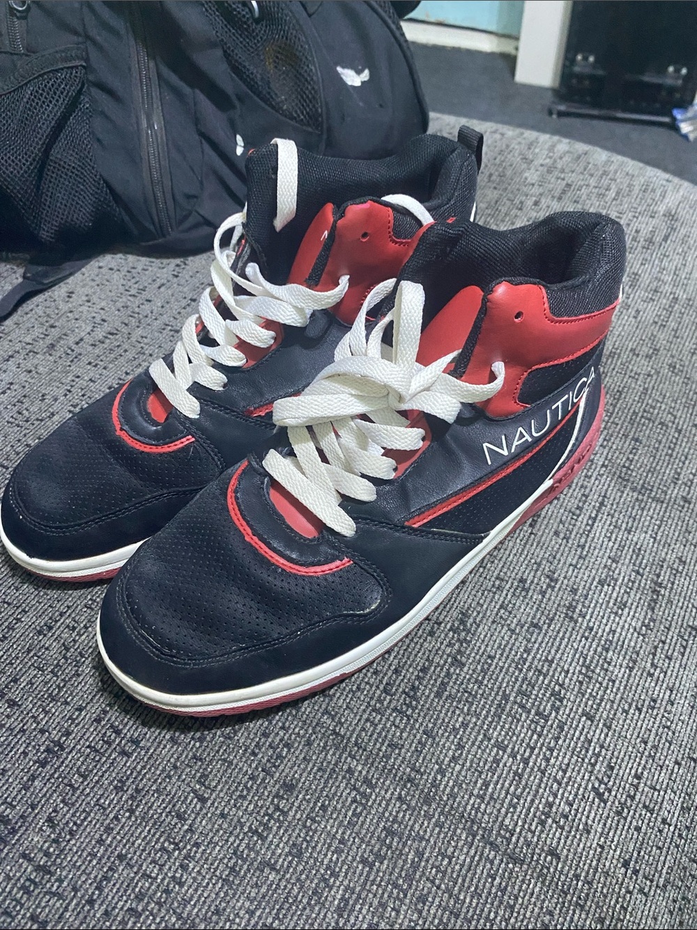 Nautica Black and Red High-Top Athletic Sneakers